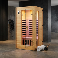 2024 Upgrade 1 to 2 Person Infrared Sauna, Low EMF Infrared Sauna for Home, Indoor Sauna Room, Hemlock Wooden Far Infrared Sauna, Dry Sauna with Bluetooth Speakers, LED Reading and Chromotherapy Lamp — Studio Shot
