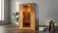1 Person Extendable FAR Infrared Sauna for Home, Hemlock Wood Low EMF 6 Carbon Heaters Indoor Saunas with LED Lights, Bluetooth Speaker, Digital Control Panel, and Seating Bench — Lifestyle