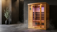 2024 Upgrade 1 to 2 Person Infrared Sauna, Low EMF Infrared Sauna for Home, Indoor Sauna Room, Hemlock Wooden Far Infrared Sauna, Dry Sauna with Bluetooth Speakers, LED Reading and Chromotherapy Lamp — Lifestyle