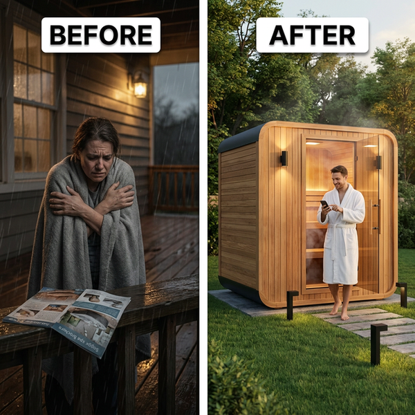 Traditional Cedar Sauna Built for Outdoor Use, 6-Person Capacity, 9Kw Electric Heater, Wi-Fi Control