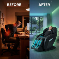 4D Massage Chair: Full Body Zero Gravity Massage Chair Full Body SL Track Chair Massage Black — Before & After