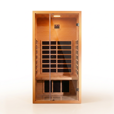Infrared Sauna Built for Home Relaxation, Hemlock Wood, Low EMF Carbon Heaters, Digital Controls