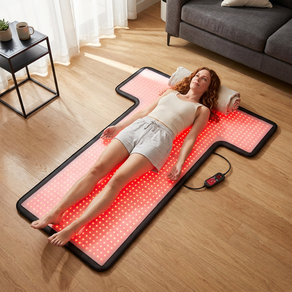 Red Light Therapy Mat Designed for Full Body Coverage, 1370 LEDs, 660nm & 850nm Wavelengths, Premium Leather