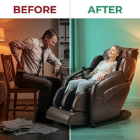 Jin Espresso Synthetic Leather SL Track Massage Chair — Before & After