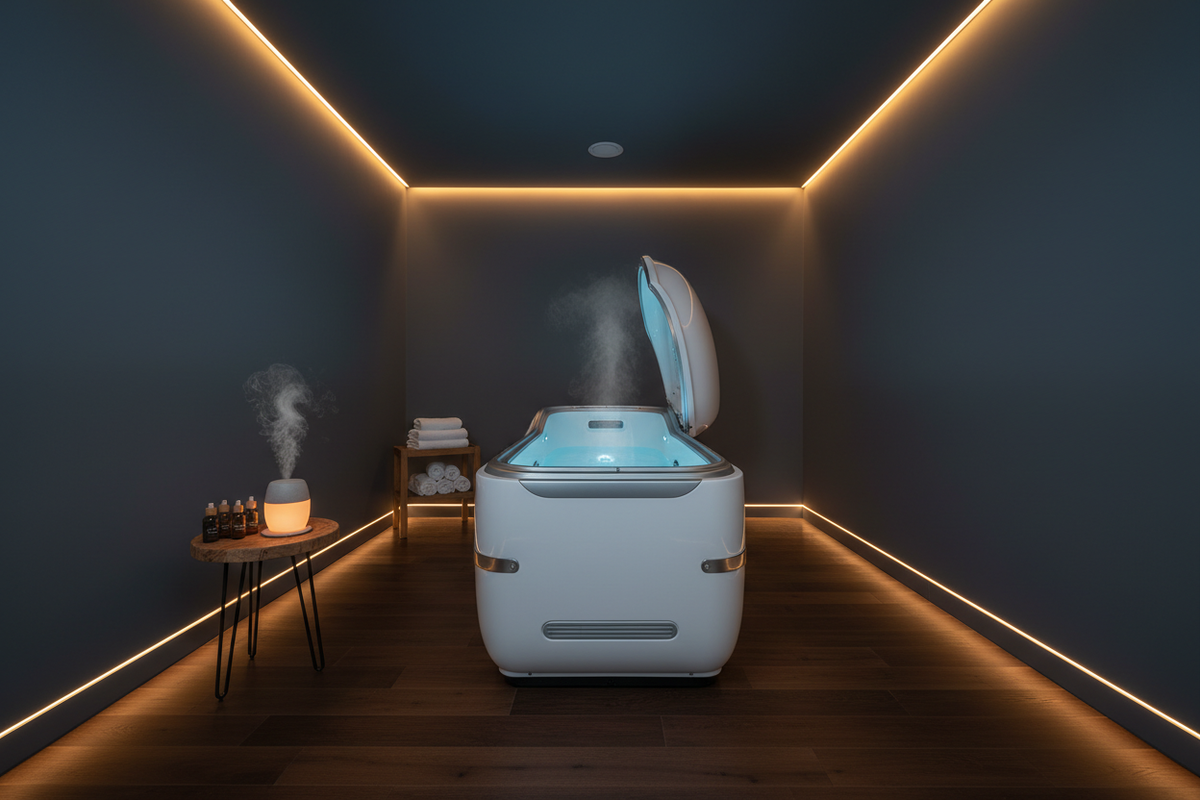 Luxury float tank cabin in dedicated home float room